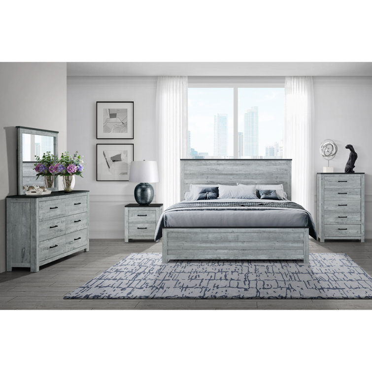 Gracie Oaks Ozark King Grey Wash 5pc Bedroom Set Wayfair Canada